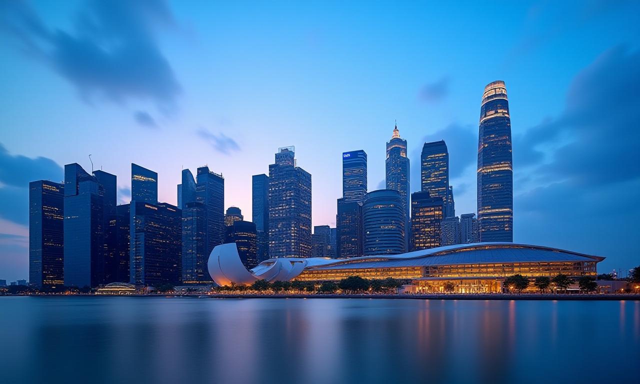 Singapore Financial District Skyline at Dusk
